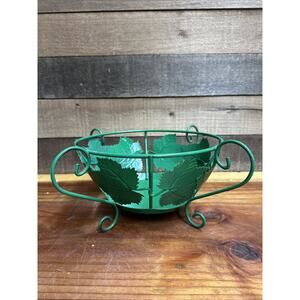 Green Leaves Metal Bowl